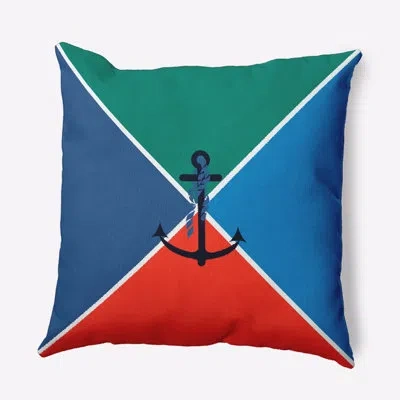 E By Design Anchor Flag Outdoor Square Pillow Cover & Insert In Multi