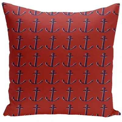 E By Design Anchor Pattern Square Pillow Cover & Insert In Cardinal