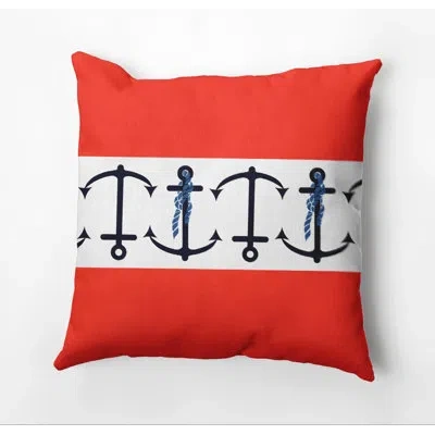 E By Design Anchor Print Outdoor Square Pillow Cover & Insert In Orange