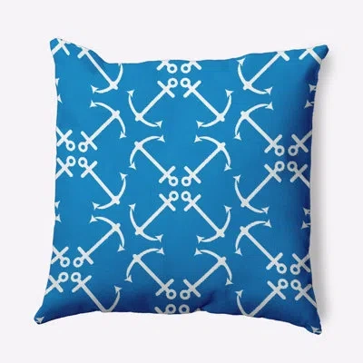 E By Design Anchor's Up Outdoor Square Pillow Cover & Insert In Mid Blue