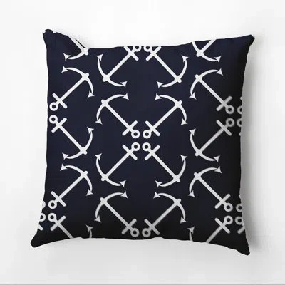 E By Design Anchor's Up Outdoor Square Pillow Cover & Insert In Navy Blue
