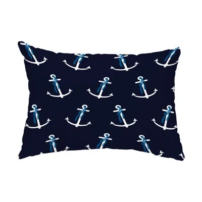 E By Design Anchor Whimsy Outdoor Rectangular Pillow Cover & Insert In Navy