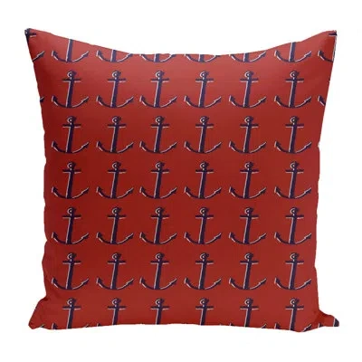 E By Design Anchors Outdoor Square Pillow Cover & Insert In Red