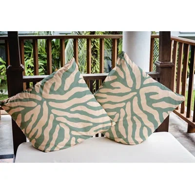 E By Design Animal Stripe Indoor/outdoor Throw Pillow In Eucalyptus