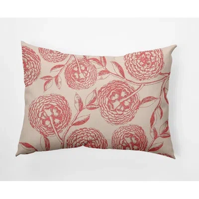 E By Design Antique Flowers Decorative Lumbar Throw Pillow In Blush Coral