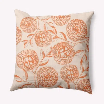 E By Design Antique Flowers Decorative Throw Pillow In Orange