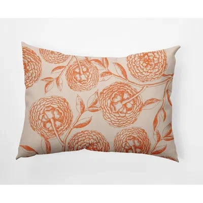 E By Design Antique Flowers Indoor/outdoor Lumbar Throw Pillow In Orange