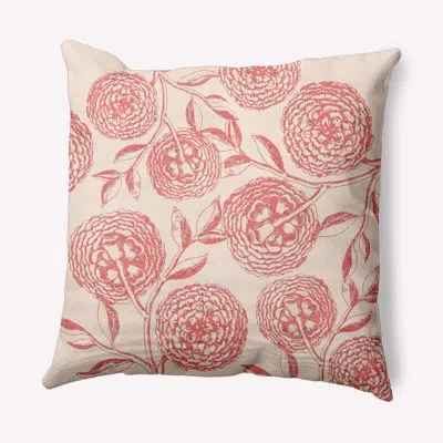 E By Design Antique Flowers Indoor/outdoor Throw Pillow In Blush Coral