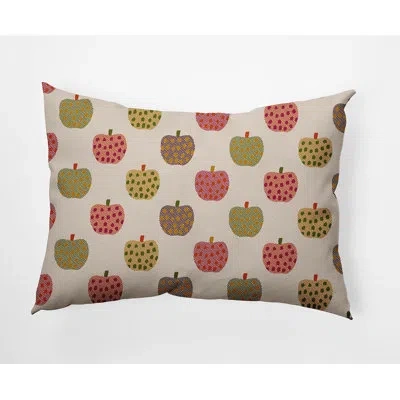 E By Design Apple Pattern Decorative Throw Pillow Rectangle In Green