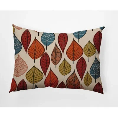 E By Design Autumn Leaves Decorative Throw Pillow Rectangle In Dark Brown