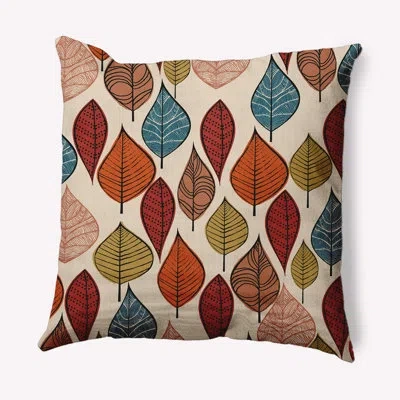 E By Design Autumn Leaves Decorative Throw Pillow Square In Sienna