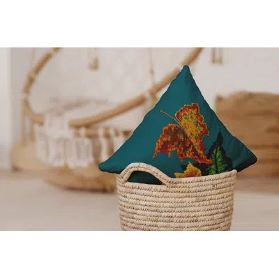 E By Design Autumn Outdoor Pillow Cover And Insert In Teal