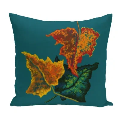E By Design Autumn Outdoor Square Pillow Cover & Insert In Teal