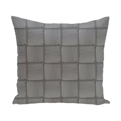 E By Design Basketweave Geometric Print Outdoor Pillow Cover & Insert In Gray