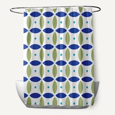 E By Design Beach Ball Geometric Print Single Shower Curtain In Dazzling Blue
