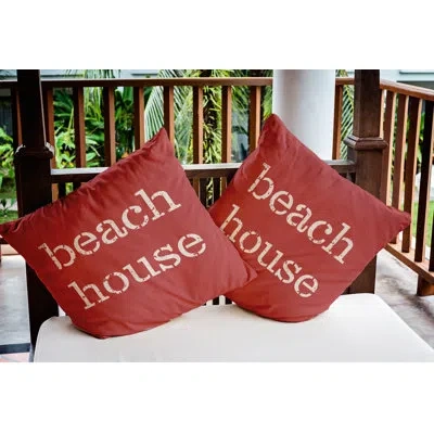 E By Design Beach House Outdoor Pillow Cover And Insert Pwn415 In Ligonberry Red