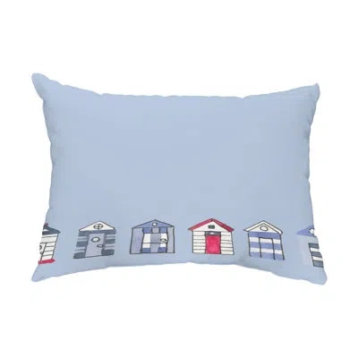E By Design Beach Huts Outdoor Lumbar Pillow In Light Blue