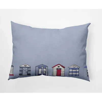 E By Design Beach Huts Rectangular Pillow Cover & Insert In Light Blue