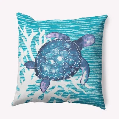 E By Design Beach Vacation Animal Print Indoor/outdoor Reversible Throw Pillow In Carribbean Turquoise Animal Print