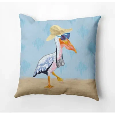 E By Design Beach Vacation Animal Print Outdoor Throw Pillow In Blue