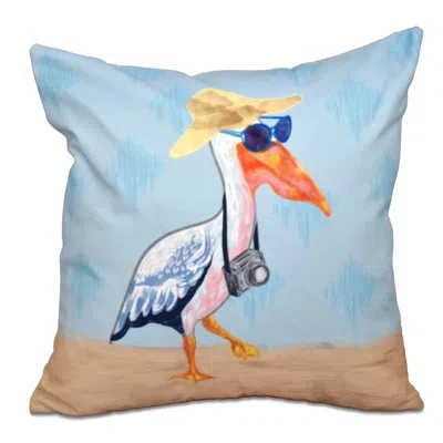 E By Design Beach Vacation Animal Print Square Pillow Cover & Insert In Blue