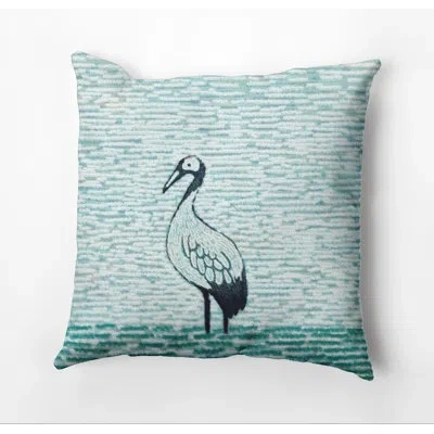 E By Design Beach Vacation Bird Outdoor Square Pillow Cover & Insert In Aqua
