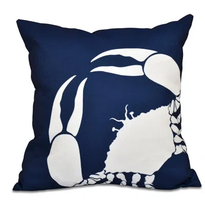 E By Design Beach Vacation Crab Dip Square Pillow Cover & Insert In Navy Blue