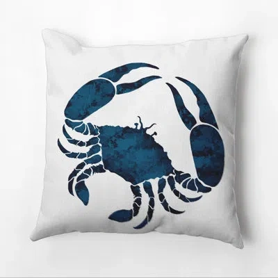 E By Design Beach Vacation Crab Square Pillow Cover & Insert In Navy Blue