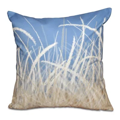 E By Design Beach Vacation Grass Square Pillow Cover & Insert In Blue