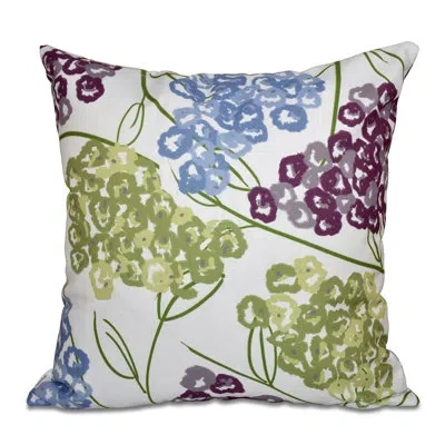 E By Design Beach Vacation Hydrangeas Outdoor Square Pillow Cover And Insert In Purple