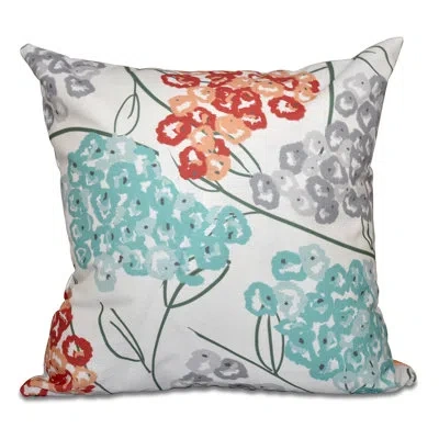 E By Design Beach Vacation Hydrangeas Square Pillow Cover And Insert In Coral