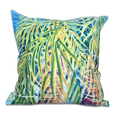 E By Design Beach Vacation Outdoor Square Pillow Cover & Insert In Aqua