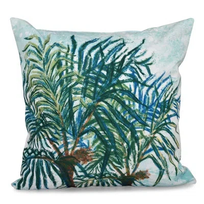 E By Design Beach Vacation Outdoor Square Pillow Cover & Insert In Aqua