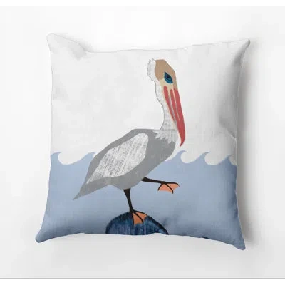 E By Design Beach Vacation Outdoor Square Pillow Cover & Insert In Gray