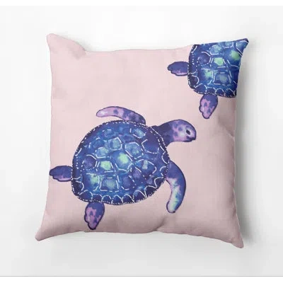 E By Design Beach Vacation Outdoor Square Pillow Cover & Insert In Pink
