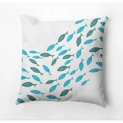 E By Design Beach Vacation Outdoor Square Pillow Cover & Insert In Turquoise