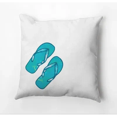 E By Design Beach Vacation Outdoor Square Pillow Cover & Insert In White