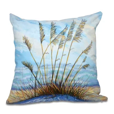 E By Design Beach Vacation Print Outdoor Square Pillow Cover & Insert In Blue