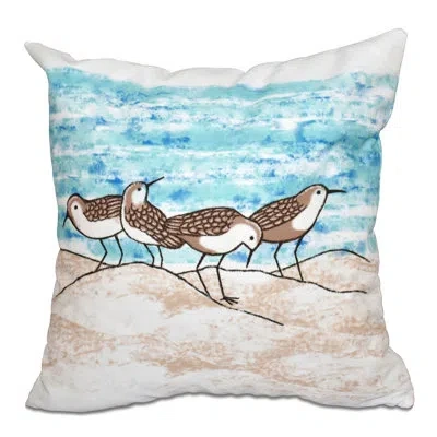 E By Design Beach Vacation Sandpipers Animal Print Square Pillow Cover &  Insert In Taupe,beige