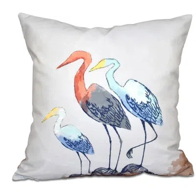 E By Design Beach Vacation Sunbathers Animal Print Square Pillow Cover And Insert In Grey