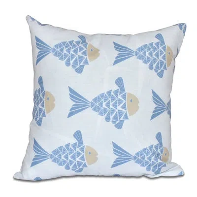 E By Design Beach Vacation Tales Square Pillow Cover & Insert In Blue