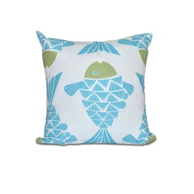 E By Design Big Fish Coastal Outdoor Pillow Cover And Insert In Turquoise