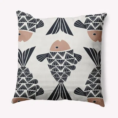 E By Design Big Fish Coastal Pillow Cover And Insert Pan427 In Mauve