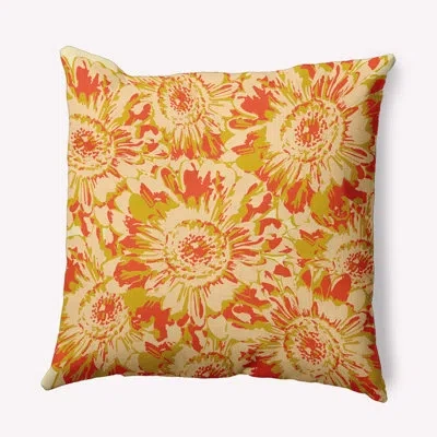E By Design Big Flowers Decorative Throw Pillow Pfn1636ye7 In Yellow