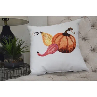E By Design Bigner Gourd Fall Square Pillow Cover And Insert In White