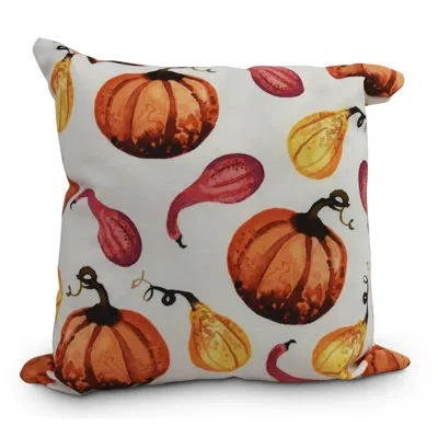 E By Design Bigner Gourds Galore Fall Outdoor Square Pillow Cover & Insert In Cream