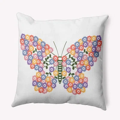 E By Design Blooming Butterfly  Accent Pillow In Green,yellow