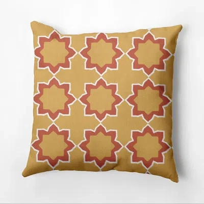 E By Design Bohemian Outdoor Square Pillow Cover & Insert In Gold