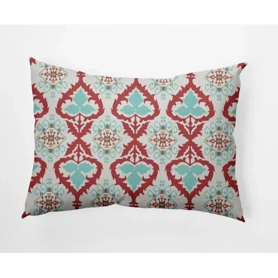 E By Design Bombay Decorative Lumbar Throw Pillow In Light Blue,red
