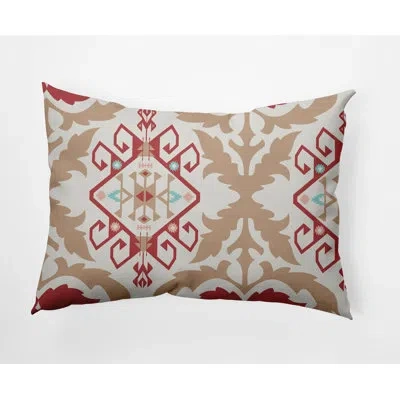 E By Design Bombay Medallion Indoor/outdoor Lumbar Throw Pillow In Red,light Brown
